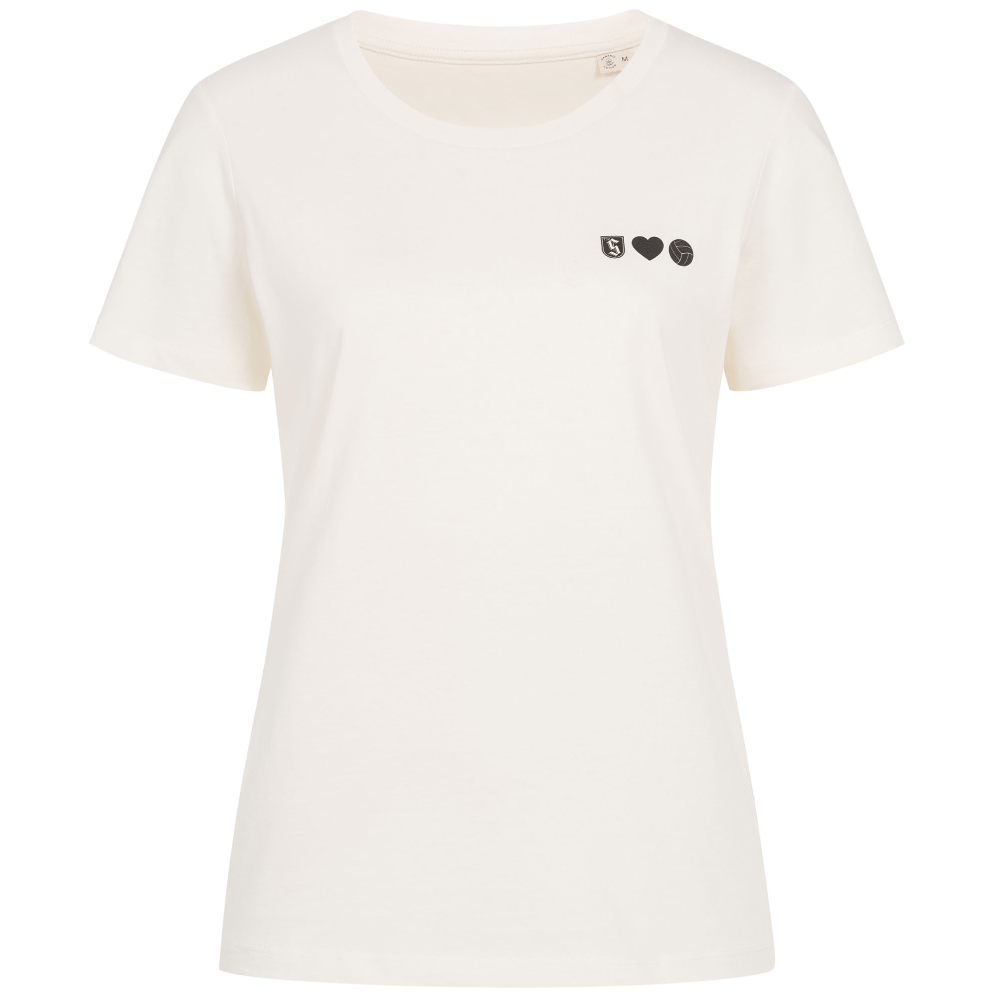 Damen-T-Shirt ivory mit Druck LogoHerzVolleyball