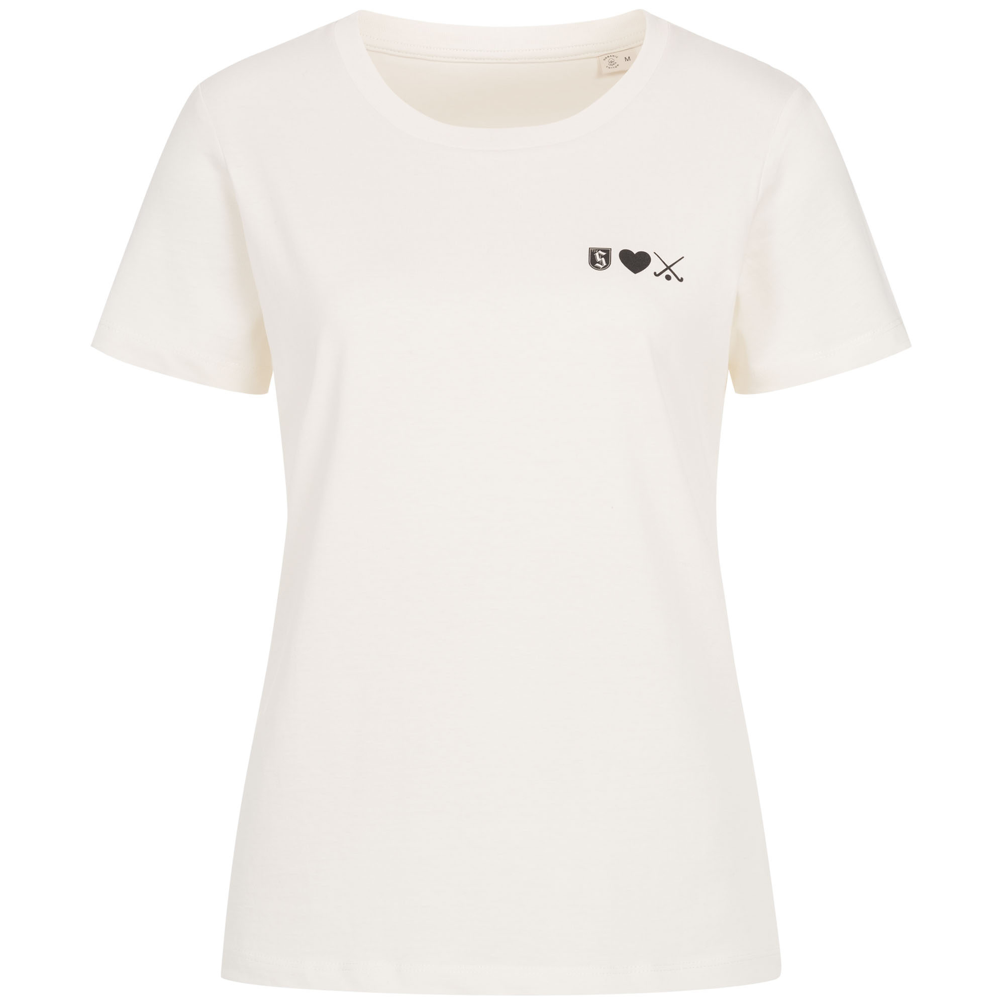 Damen-T-Shirt ivory mit Druck LogoHerzHockey