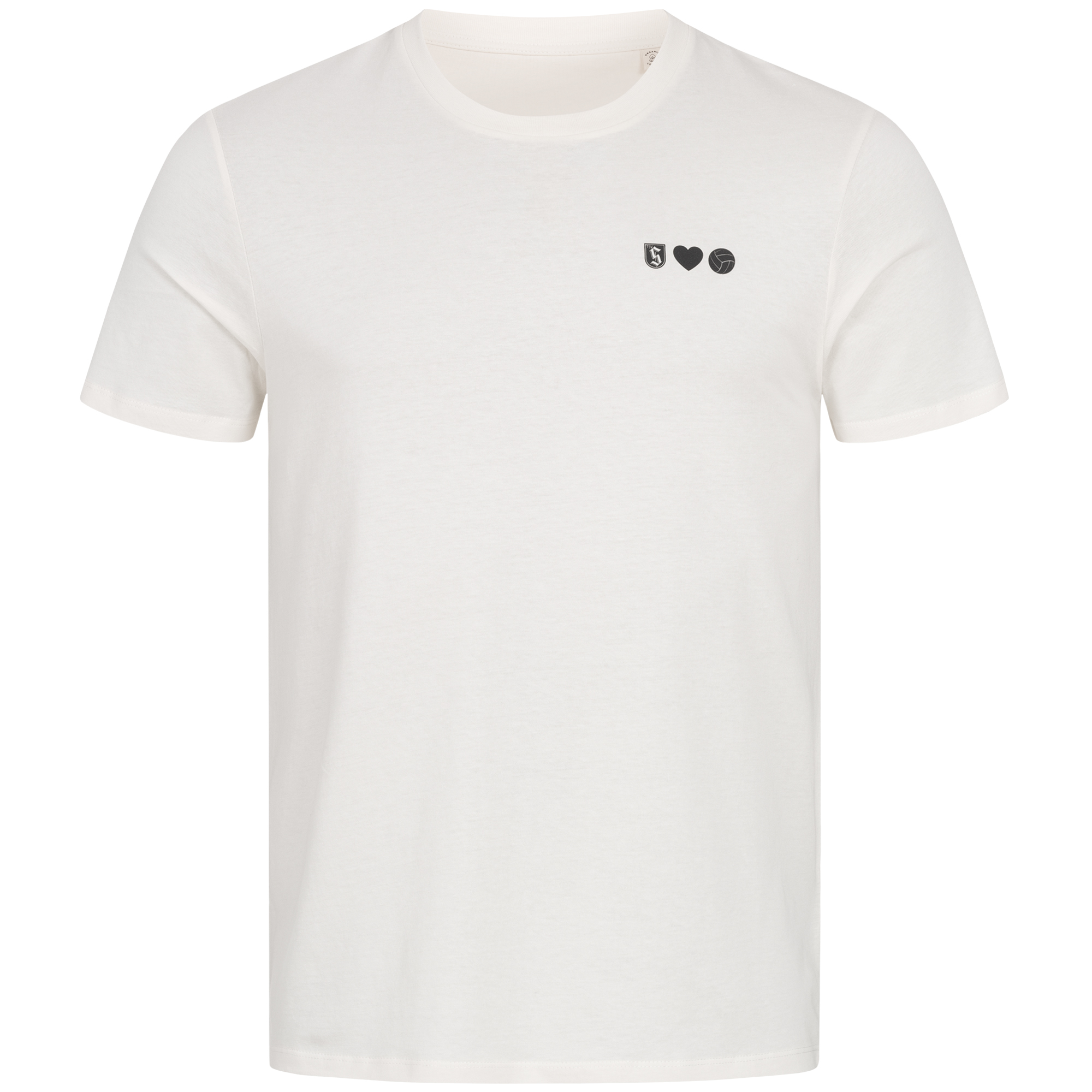 Unisex-T-Shirt ivory mit Druck LogoHerzVolleyball