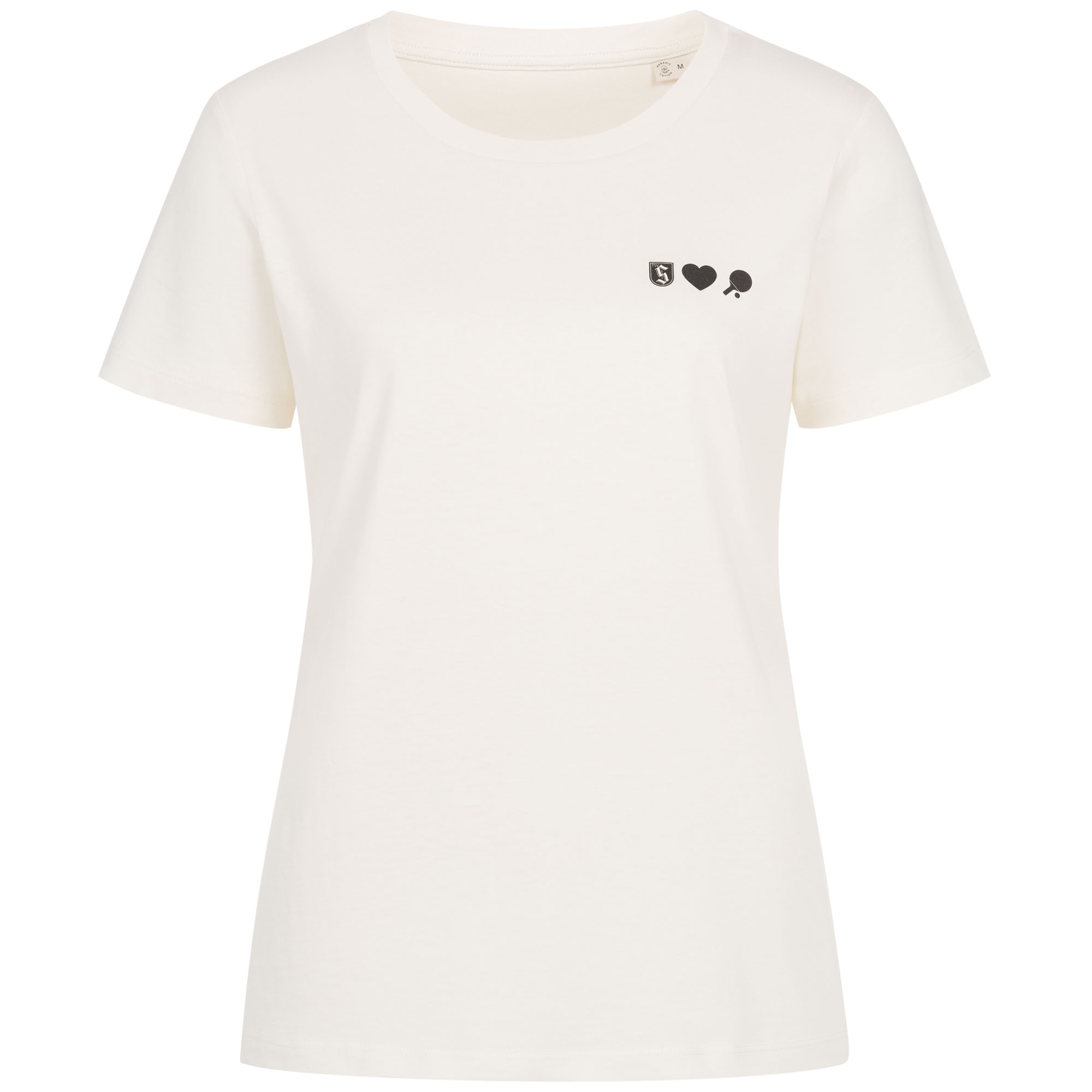 Damen-T-Shirt ivory mit Druck LogoHerzTischtennis