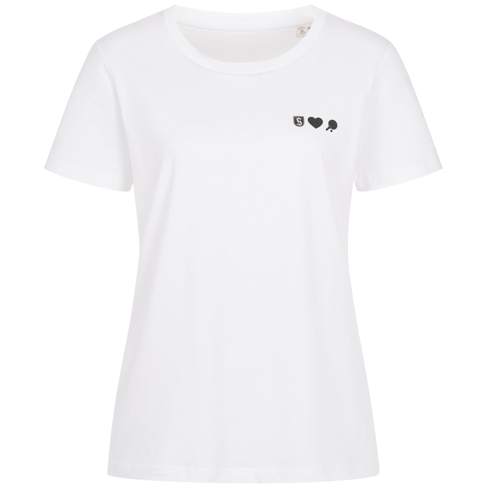 Damen-T-Shirt weiss mit Druck LogoHerzTischtennis
