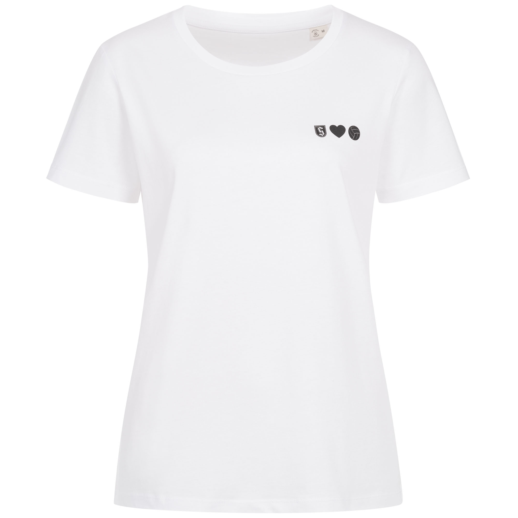 Damen-T-Shirt weiss mit Druck LogoHerzVolleyball