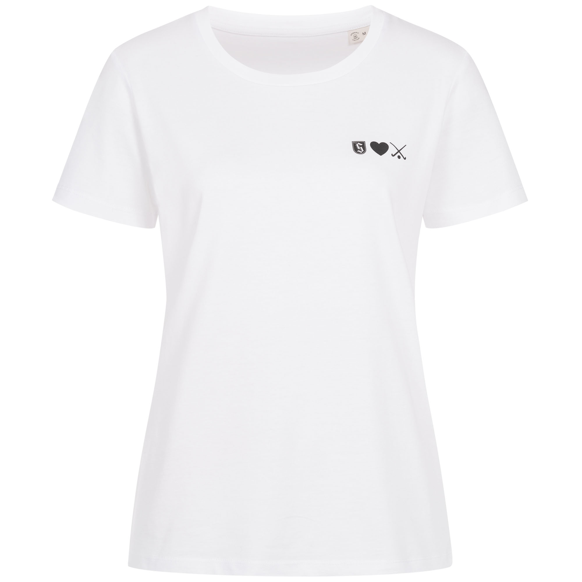 Damen-T-Shirt weiss mit Druck LogoHerzHockey
