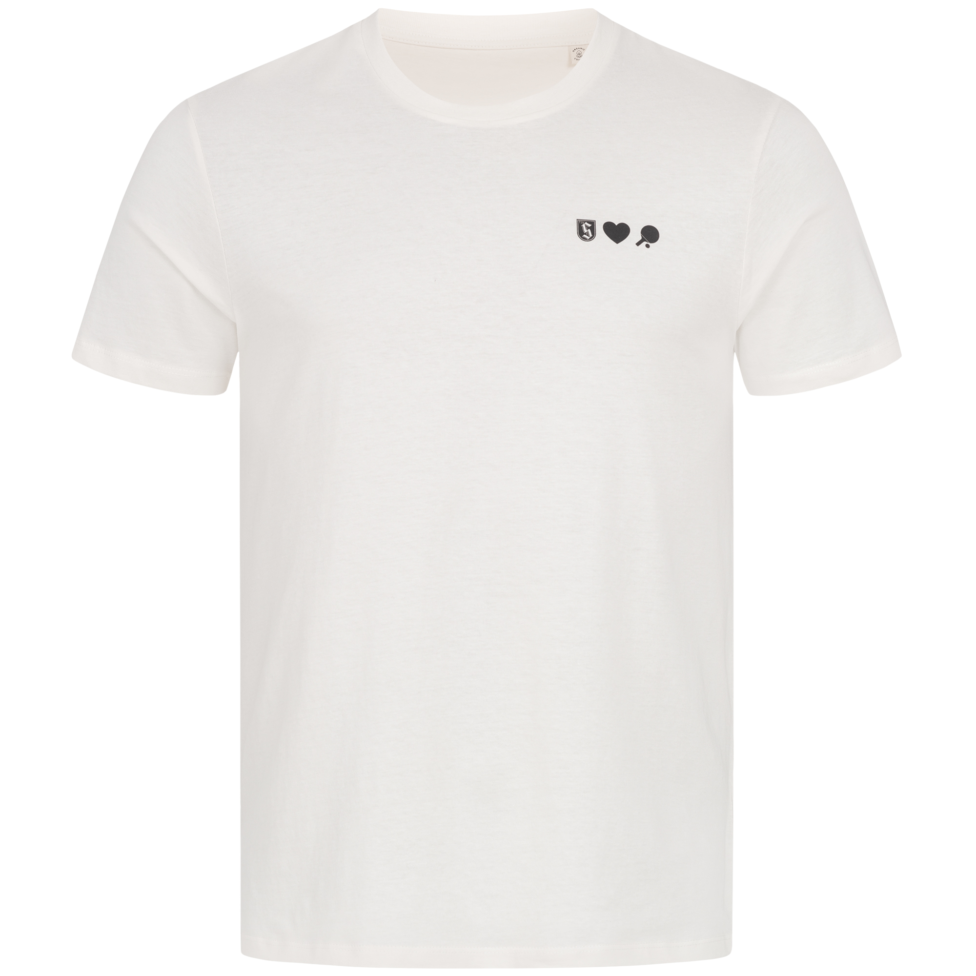 Unisex-T-Shirt ivory mit Druck LogoHerzTischtennis