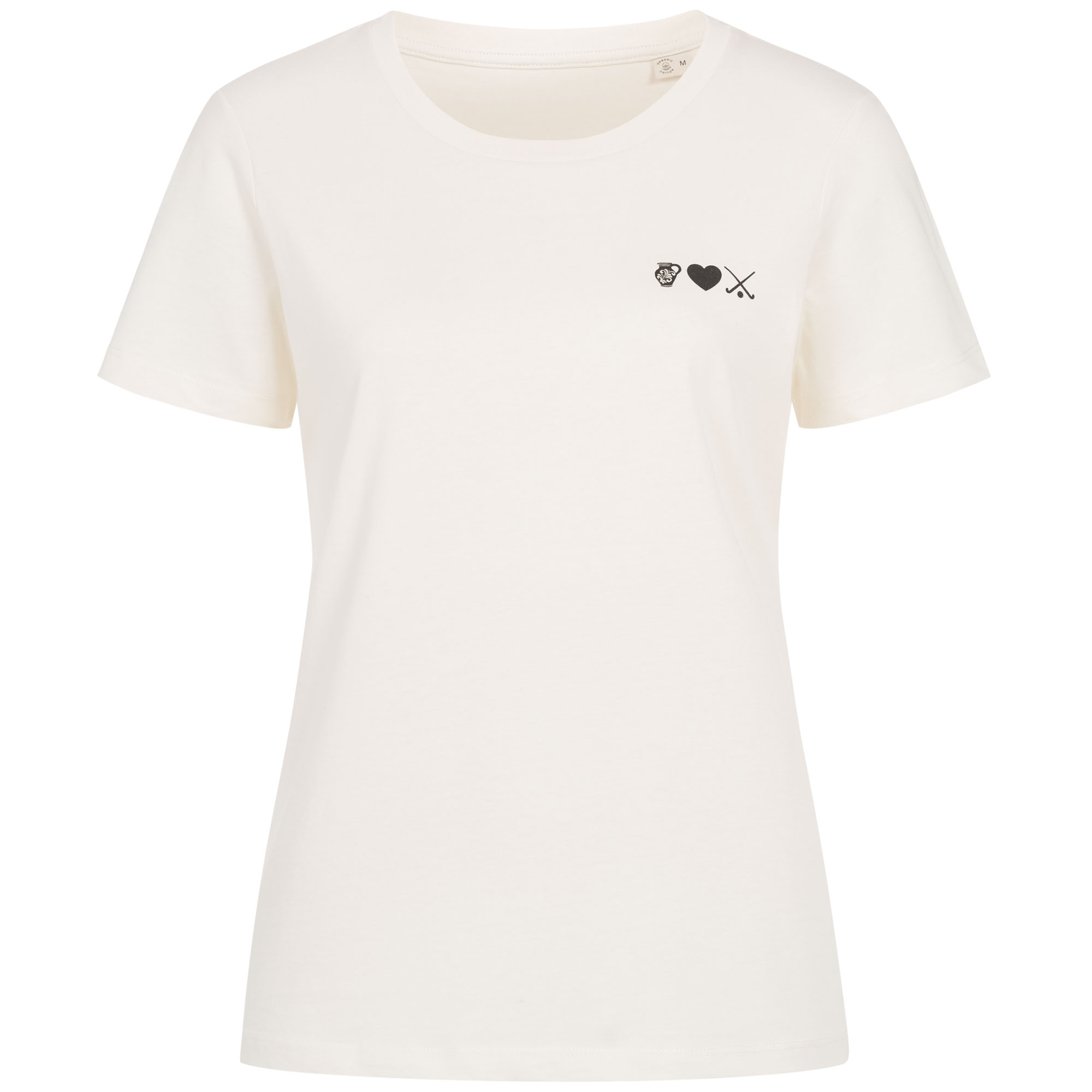 Damen-T-Shirt ivory mit Druck BembelHerzHockey