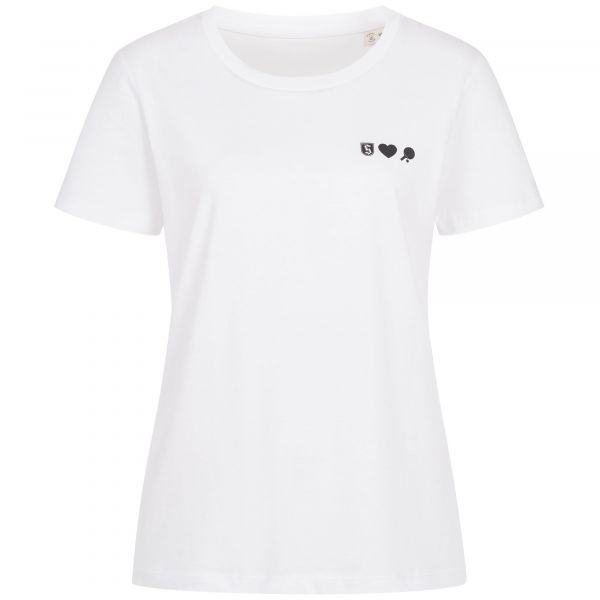 Artikelbild 1 des Artikels Damen-T-Shirt weiss mit Druck LogoHerzTischtennis